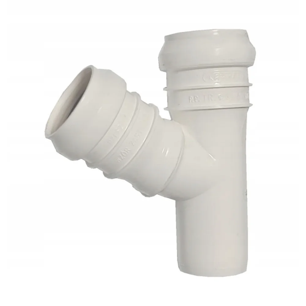 PCV wew. Trójnik uniwersalny biały fi 32 mm 50–80°